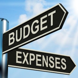 Budget and expenses sign